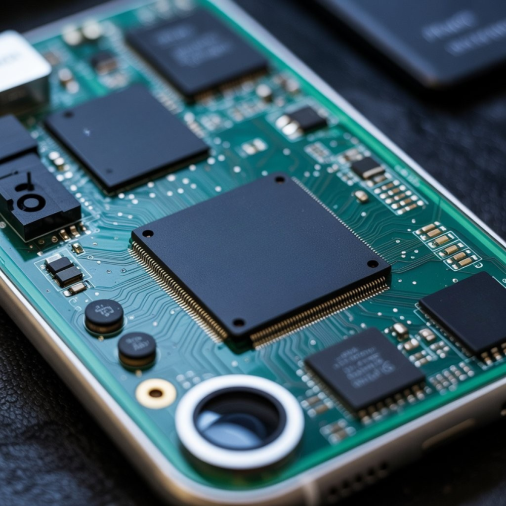 smartphone motherboard showing MLCCs